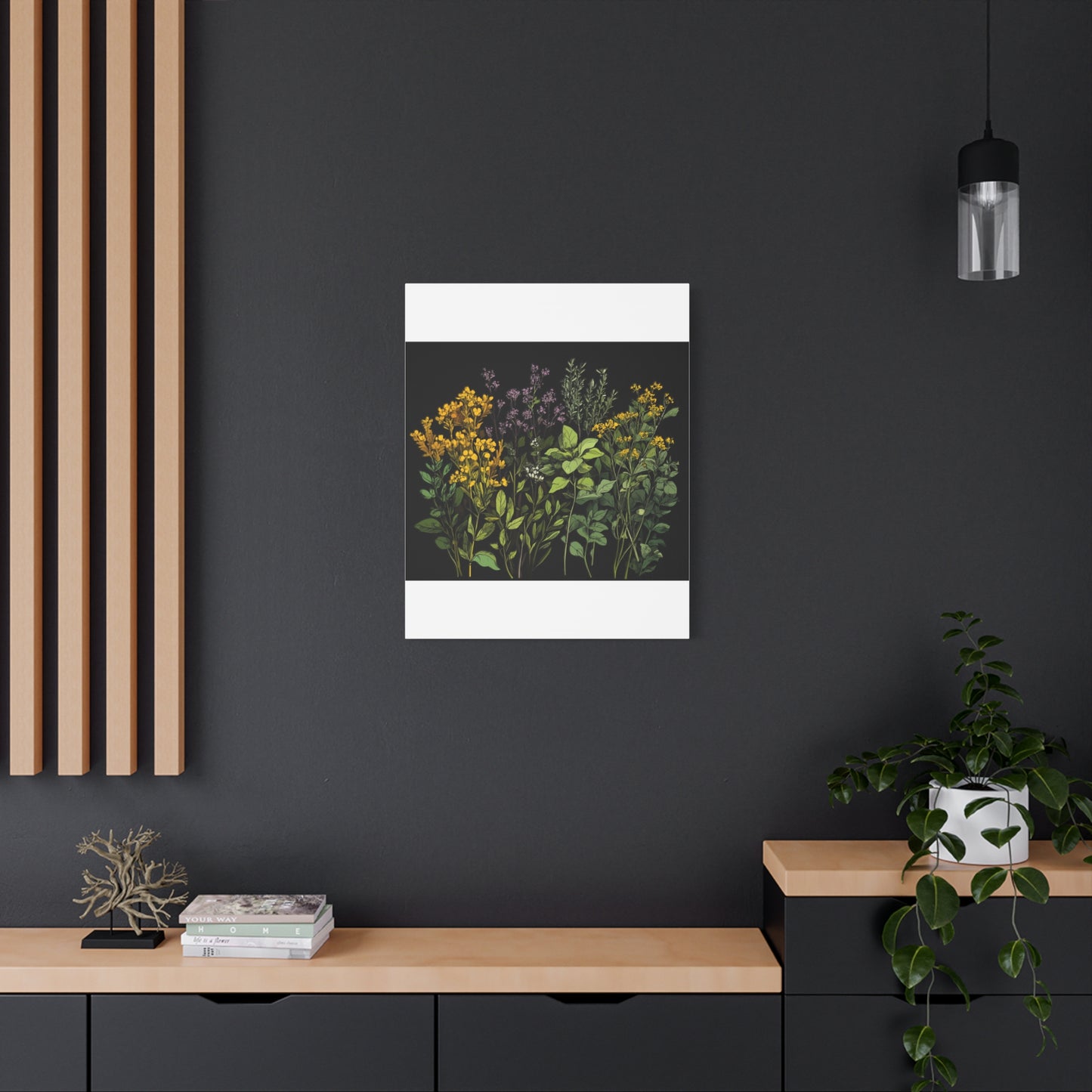 Botanical Wall Art - Matte Canvas Print of Colorful Herbs and Flowers