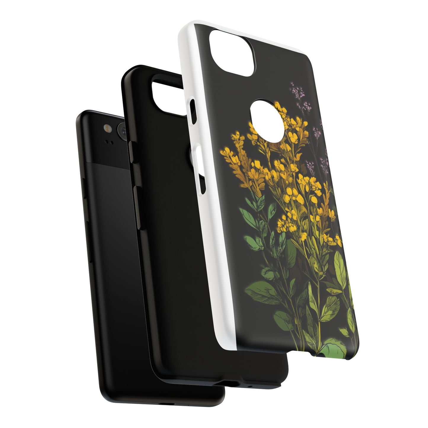 Floral Tough Phone Case - Elegant Yellow Botanical Design