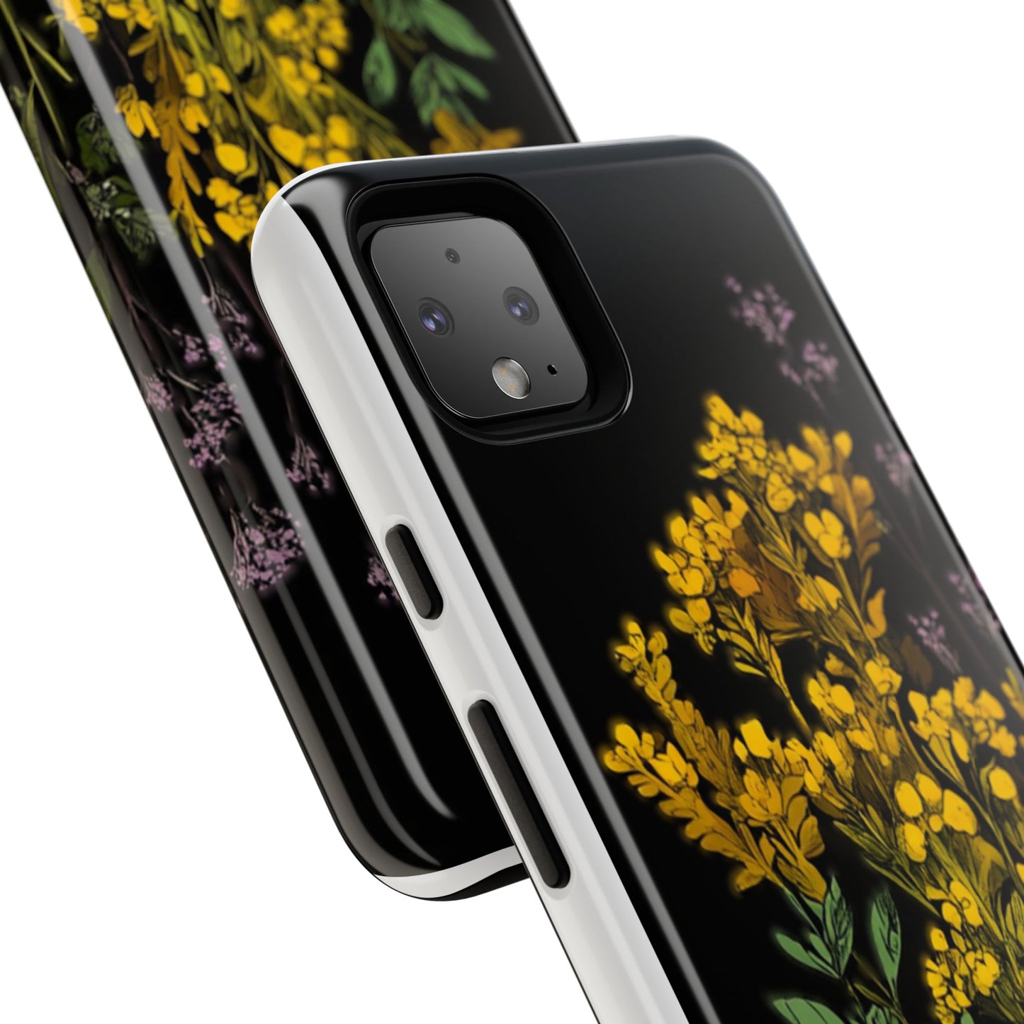 Floral Tough Phone Case - Elegant Yellow Botanical Design