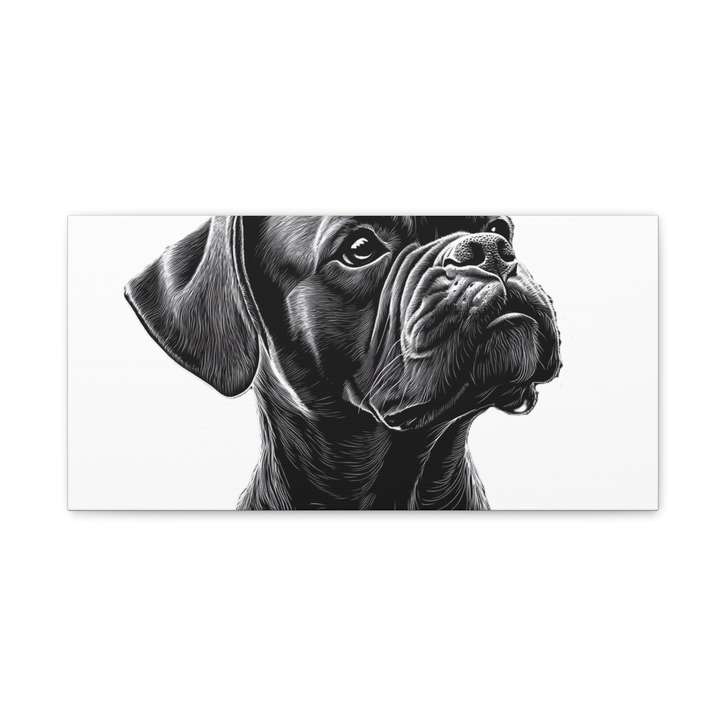 Canvas Wall Art - Black Boxer Dog Portrait - Pet Lover Home Decor
