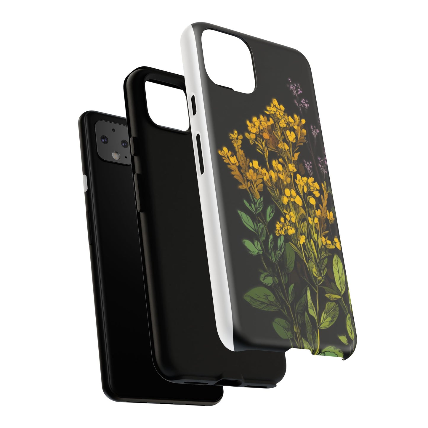 Floral Tough Phone Case - Elegant Yellow Botanical Design