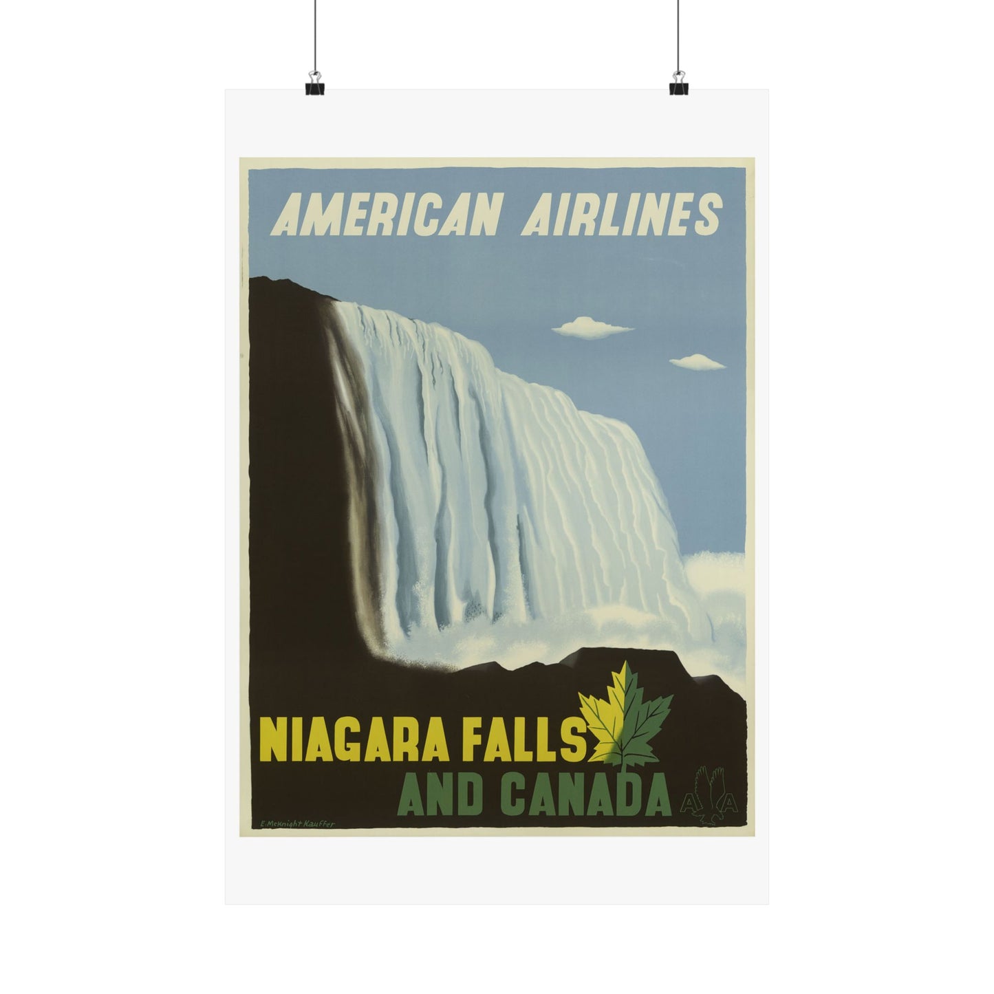Vintage Niagara Falls Matte Poster - American Airlines Travel Art