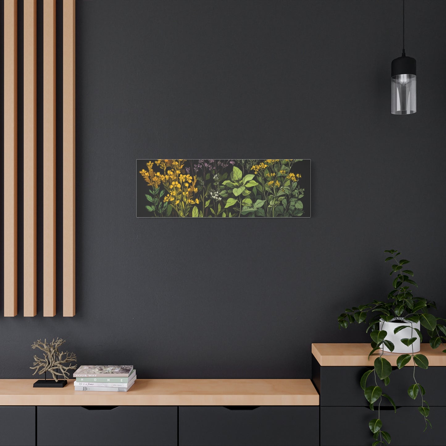 Botanical Wall Art - Matte Canvas Print of Colorful Herbs and Flowers