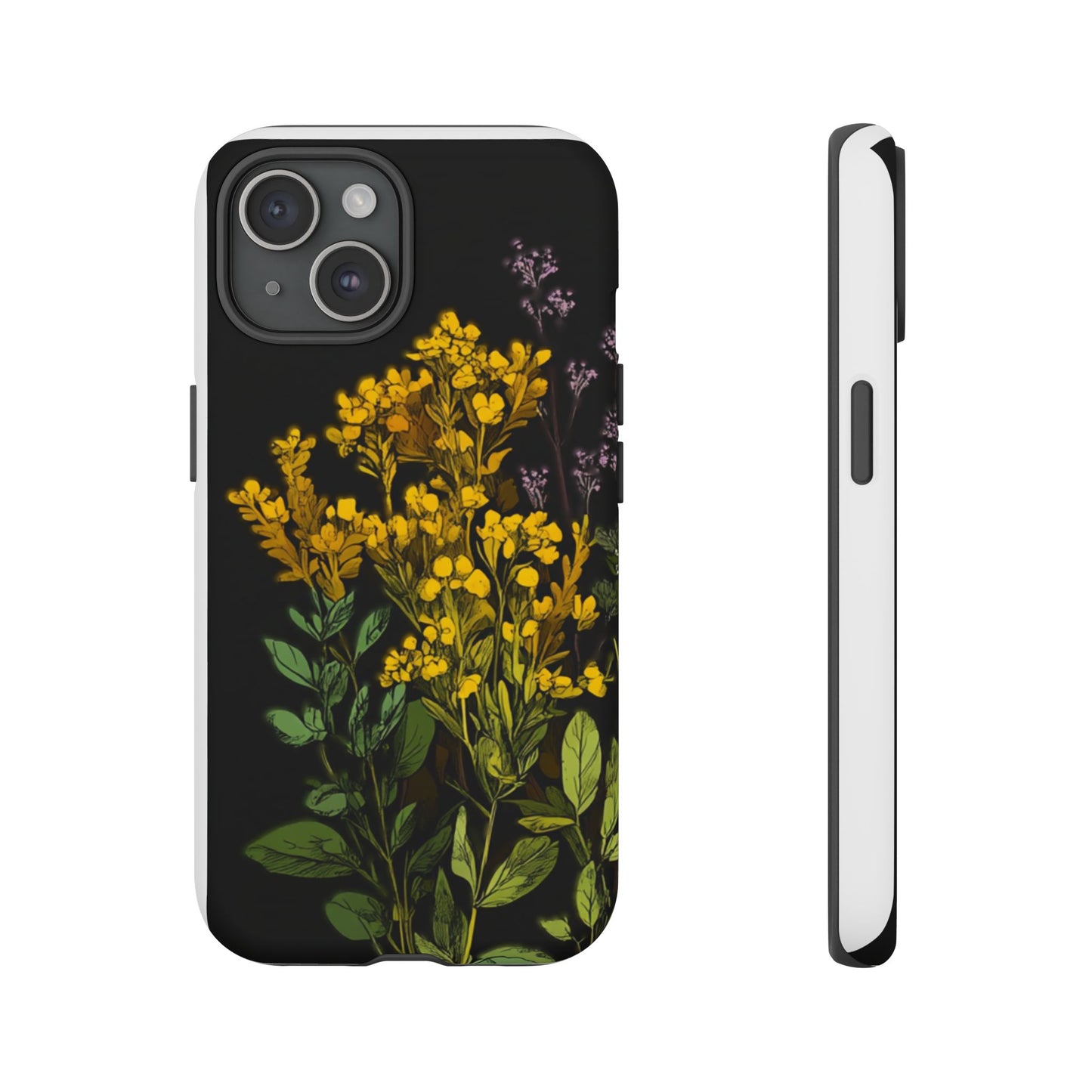 Floral Tough Phone Case - Elegant Yellow Botanical Design