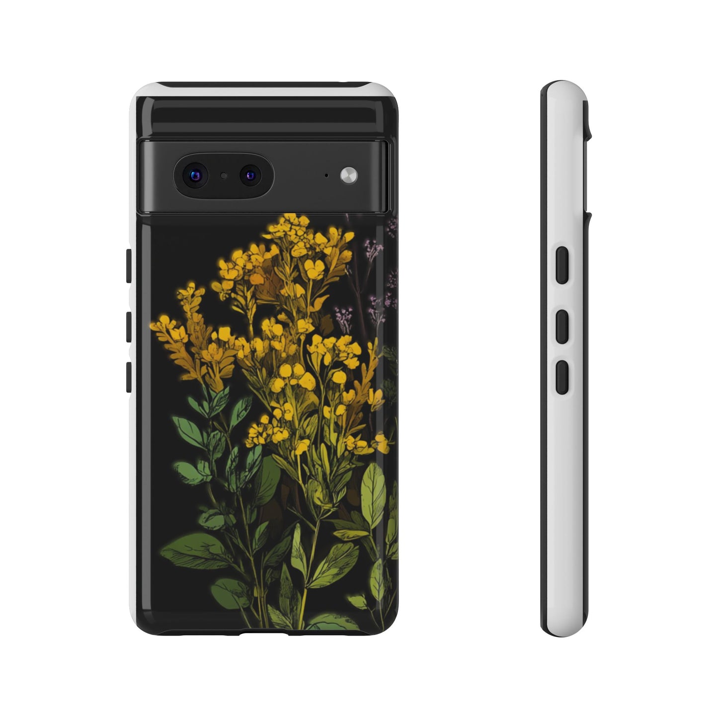 Floral Tough Phone Case - Elegant Yellow Botanical Design