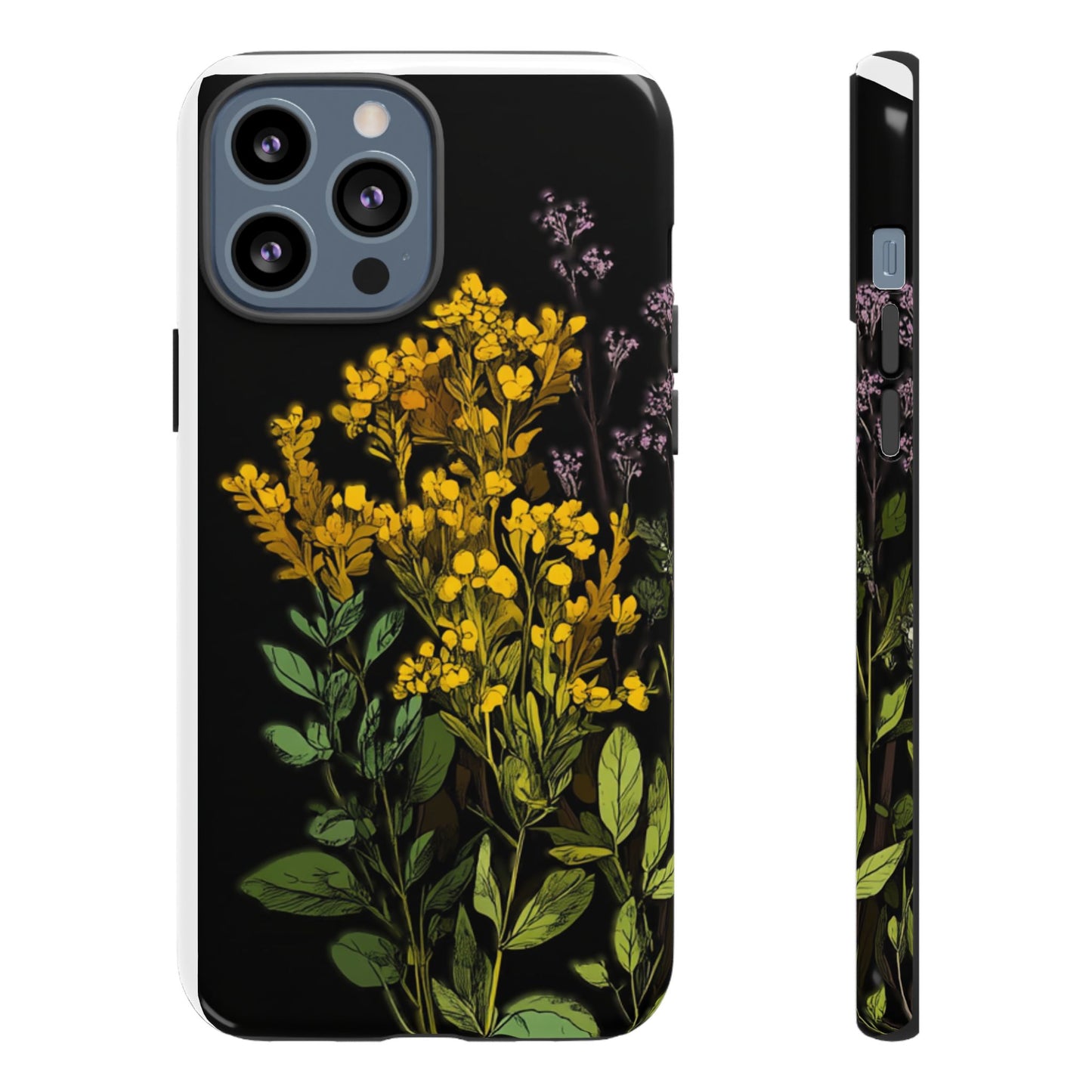 Floral Tough Phone Case - Elegant Yellow Botanical Design