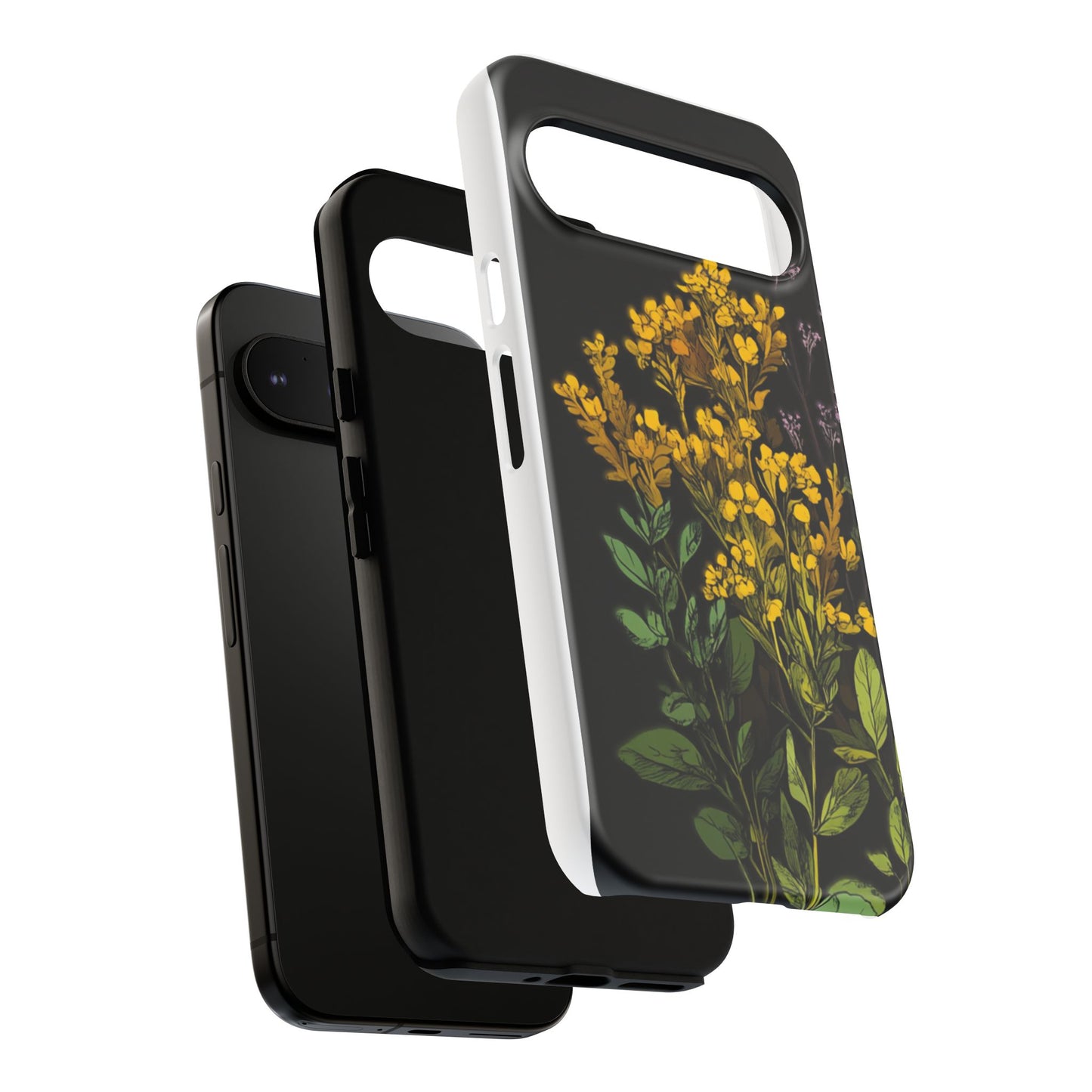 Floral Tough Phone Case - Elegant Yellow Botanical Design