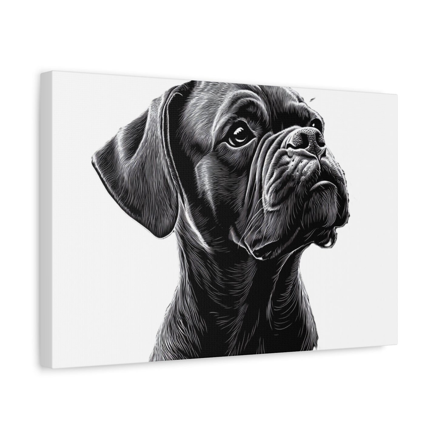 Canvas Wall Art - Black Boxer Dog Portrait - Pet Lover Home Decor