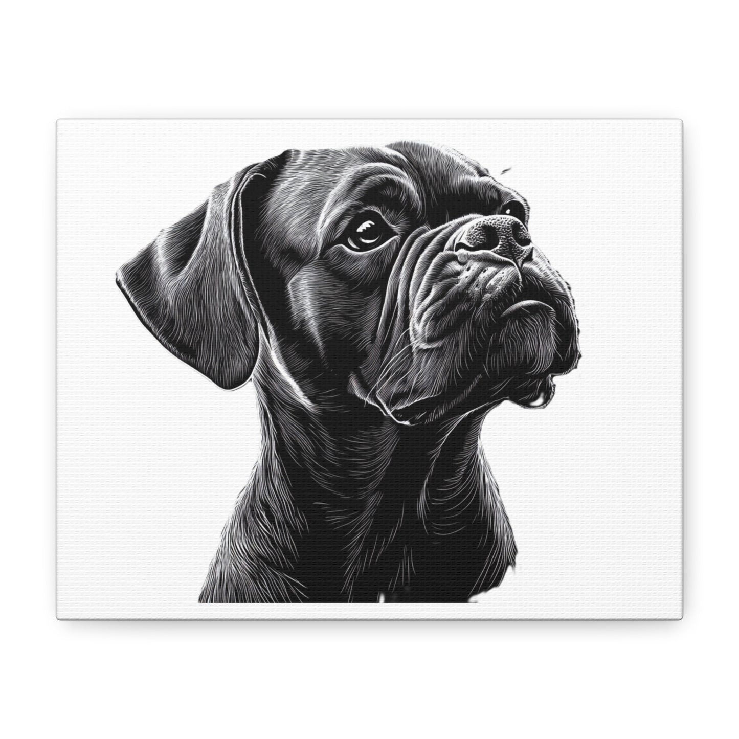 Canvas Wall Art - Black Boxer Dog Portrait - Pet Lover Home Decor