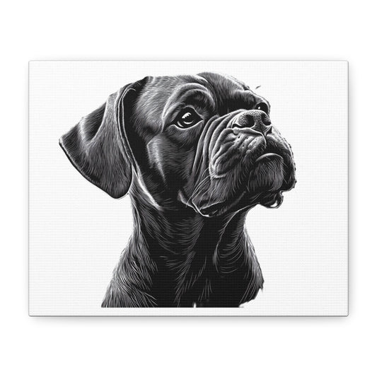 Canvas Wall Art - Black Boxer Dog Portrait - Pet Lover Home Decor