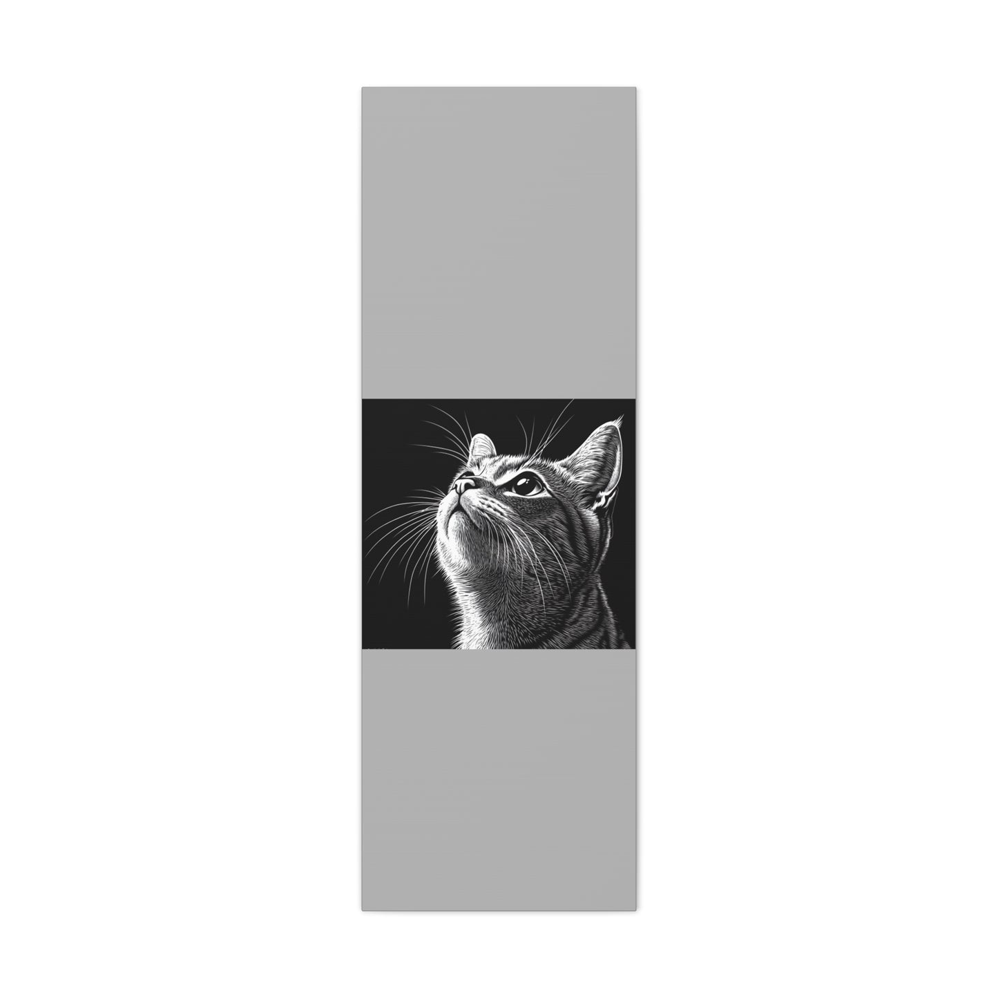 Portrait Cat Canvas Wall Art - Black and White Stretched Print