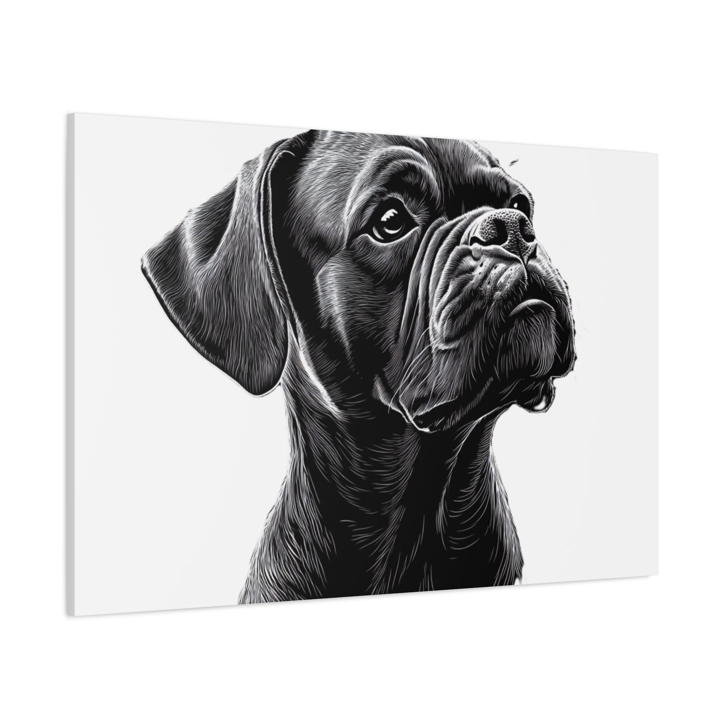 Canvas Wall Art - Black Boxer Dog Portrait - Pet Lover Home Decor
