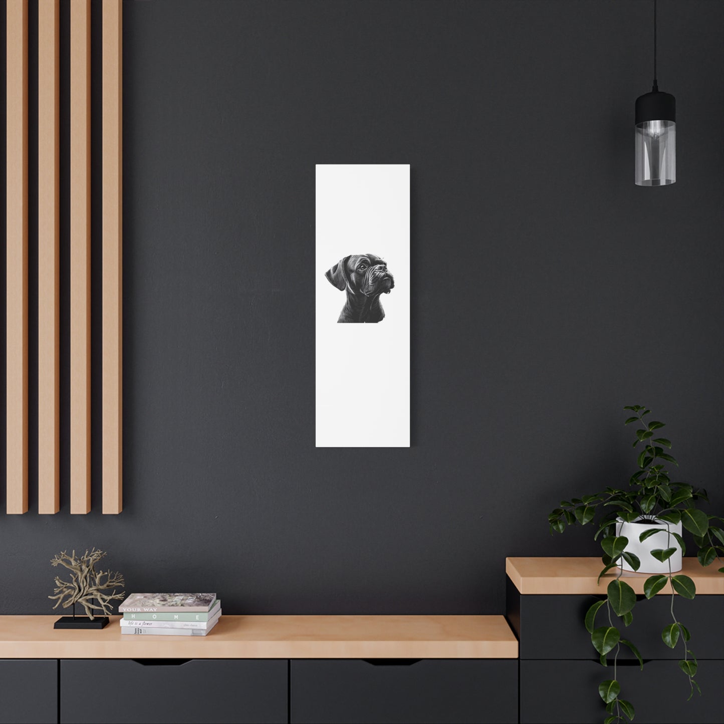 Canvas Wall Art - Black Boxer Dog Portrait - Pet Lover Home Decor