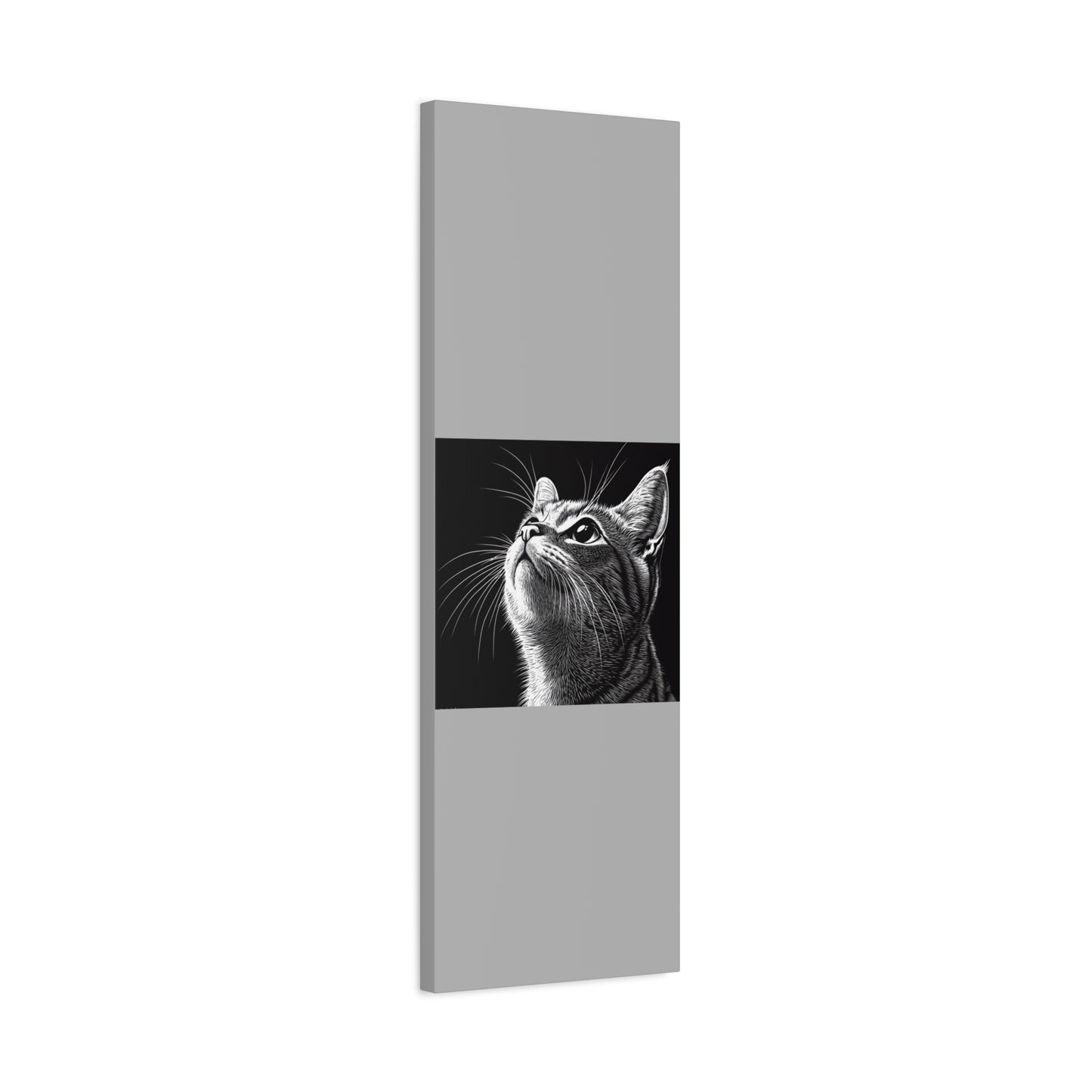 Portrait Cat Canvas Wall Art - Black and White Stretched Print