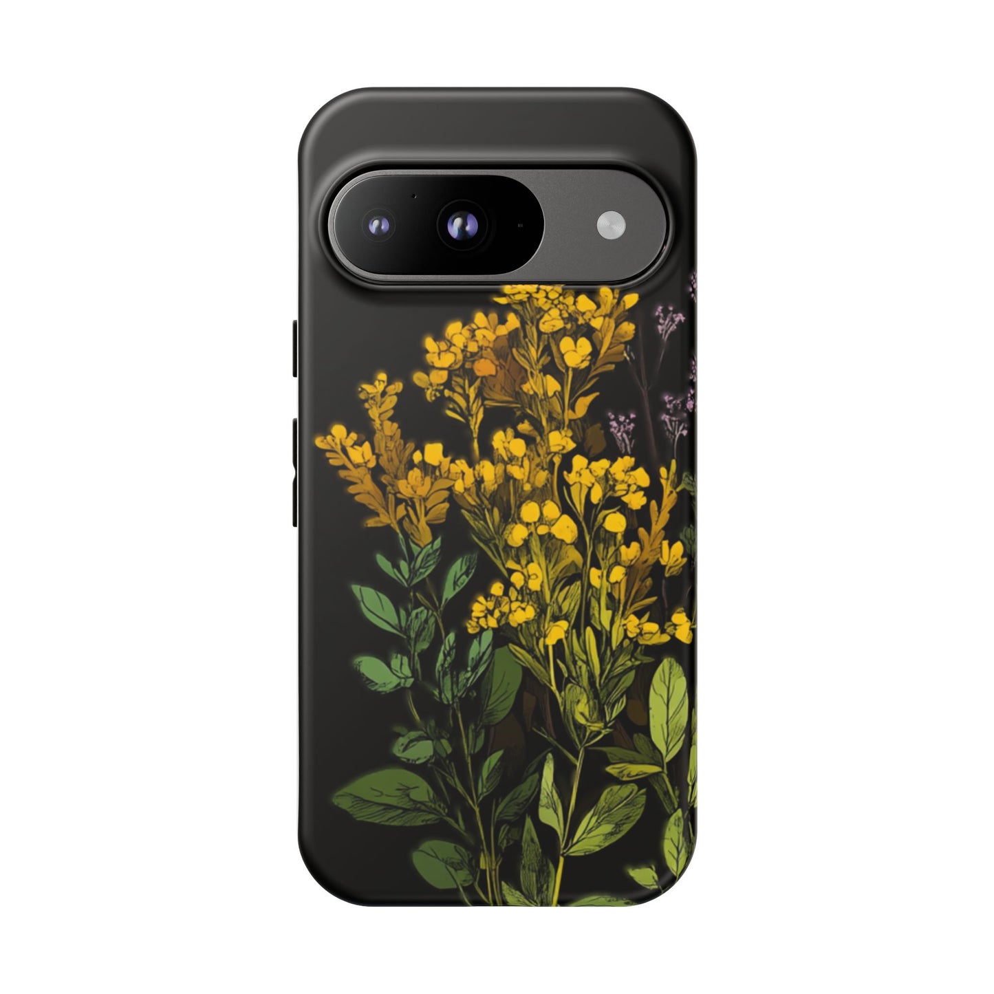 Floral Tough Phone Case - Elegant Yellow Botanical Design