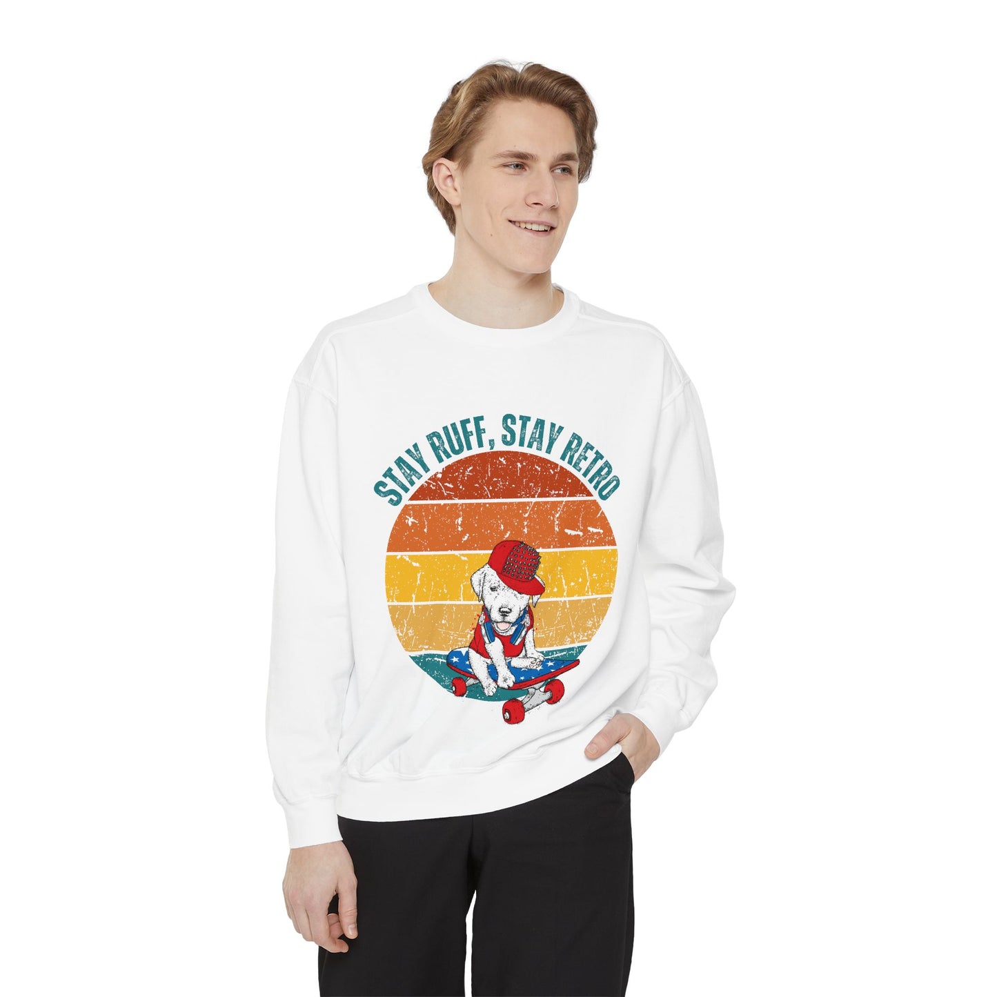 Stay Ruff, Stay Retro Unisex Garment-Dyed Sweatshirt