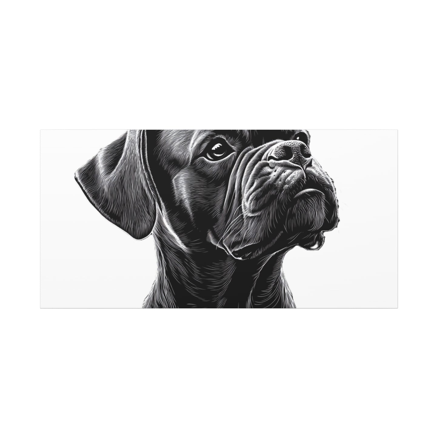 Canvas Wall Art - Black Boxer Dog Portrait - Pet Lover Home Decor
