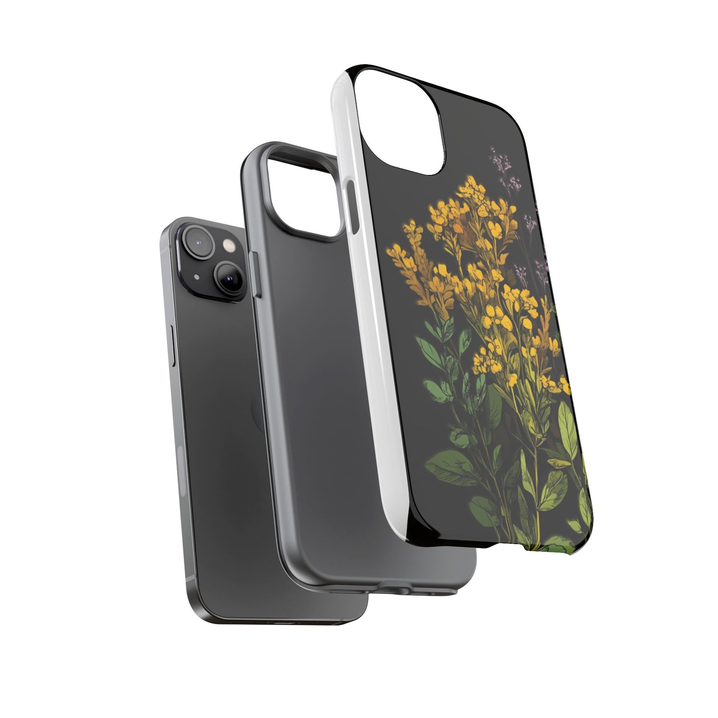 Floral Tough Phone Case - Elegant Yellow Botanical Design