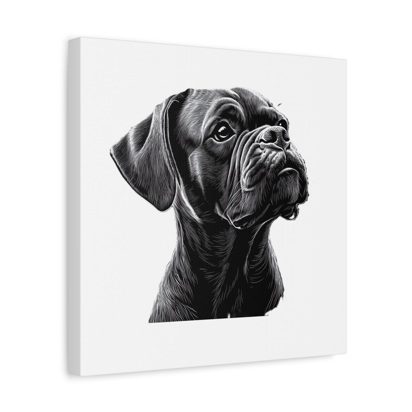 Canvas Wall Art - Black Boxer Dog Portrait - Pet Lover Home Decor