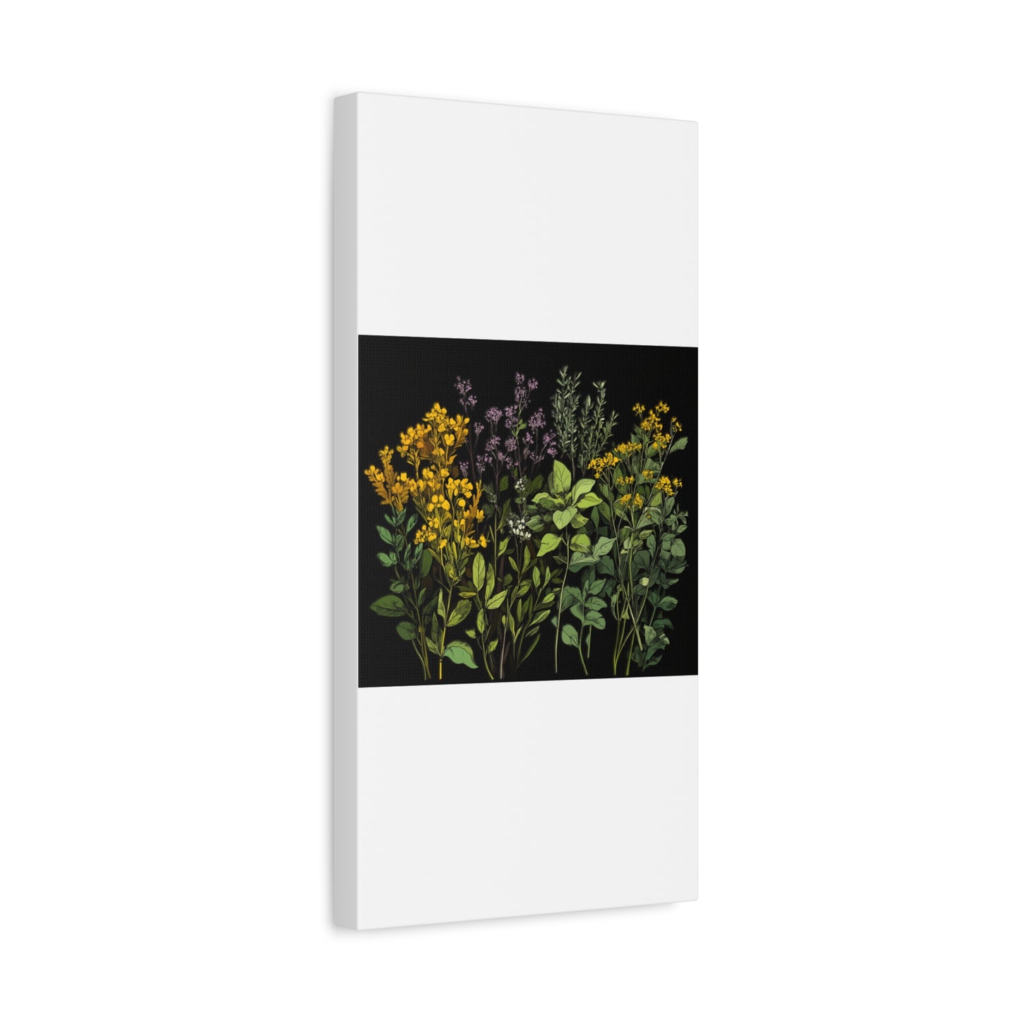Botanical Wall Art - Matte Canvas Print of Colorful Herbs and Flowers