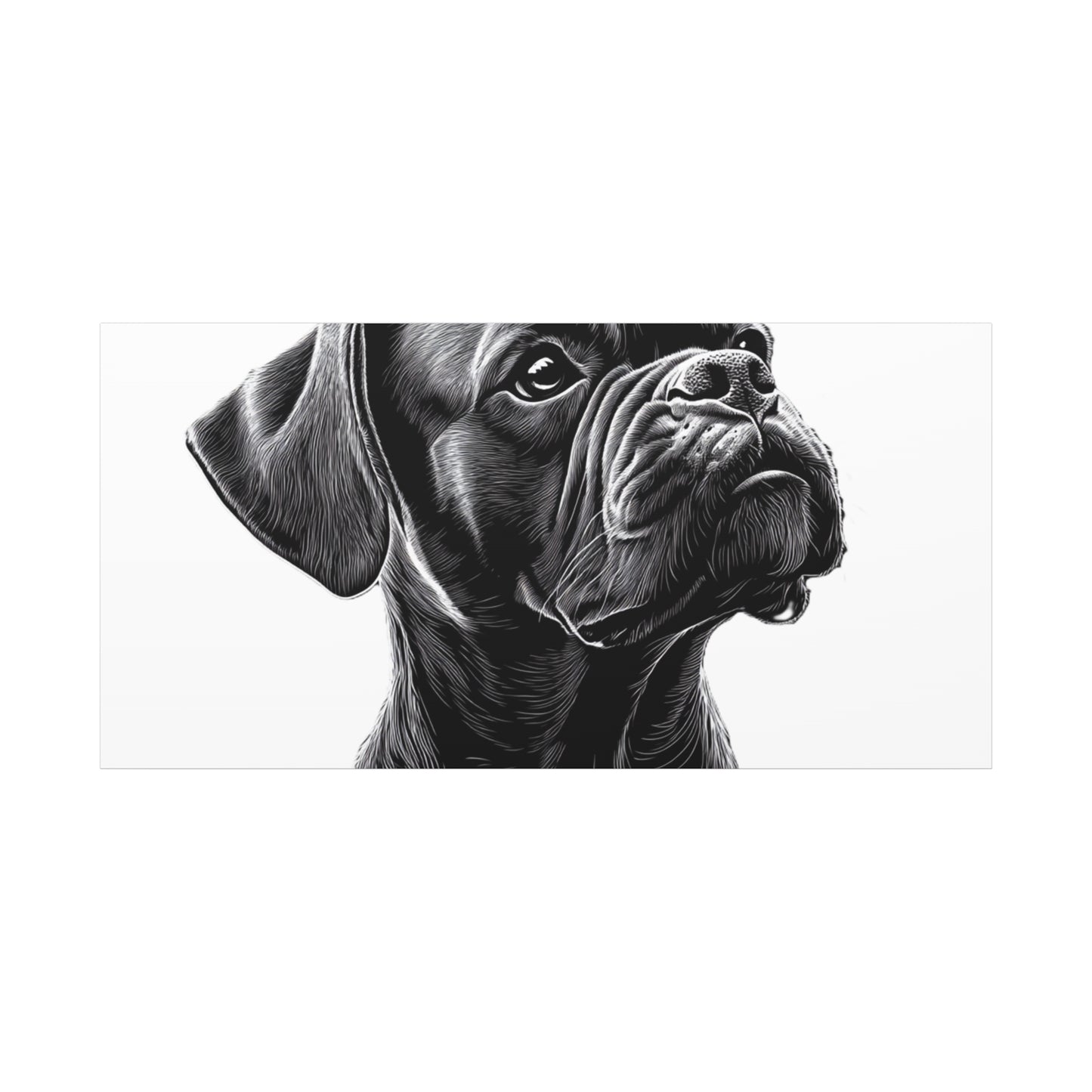 Canvas Wall Art - Black Boxer Dog Portrait - Pet Lover Home Decor
