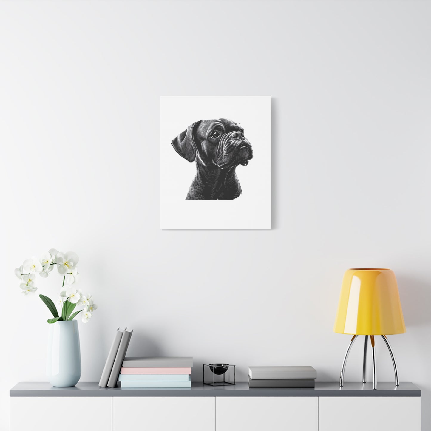 Canvas Wall Art - Black Boxer Dog Portrait - Pet Lover Home Decor
