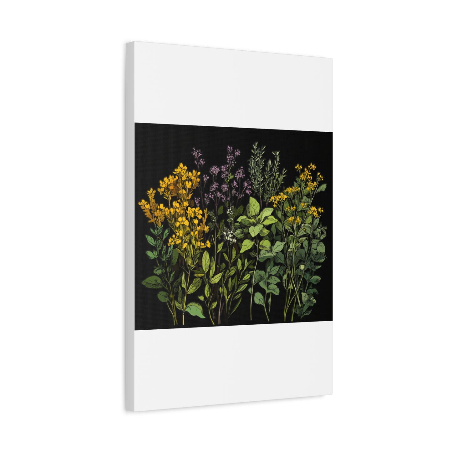 Botanical Wall Art - Matte Canvas Print of Colorful Herbs and Flowers