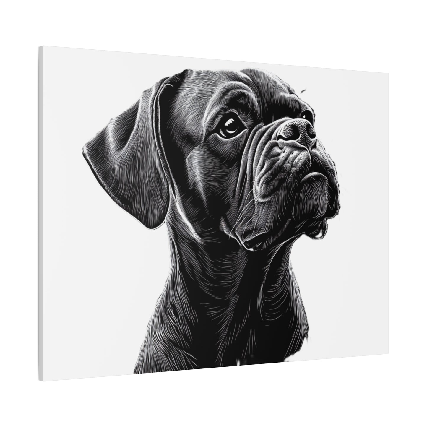 Canvas Wall Art - Black Boxer Dog Portrait - Pet Lover Home Decor