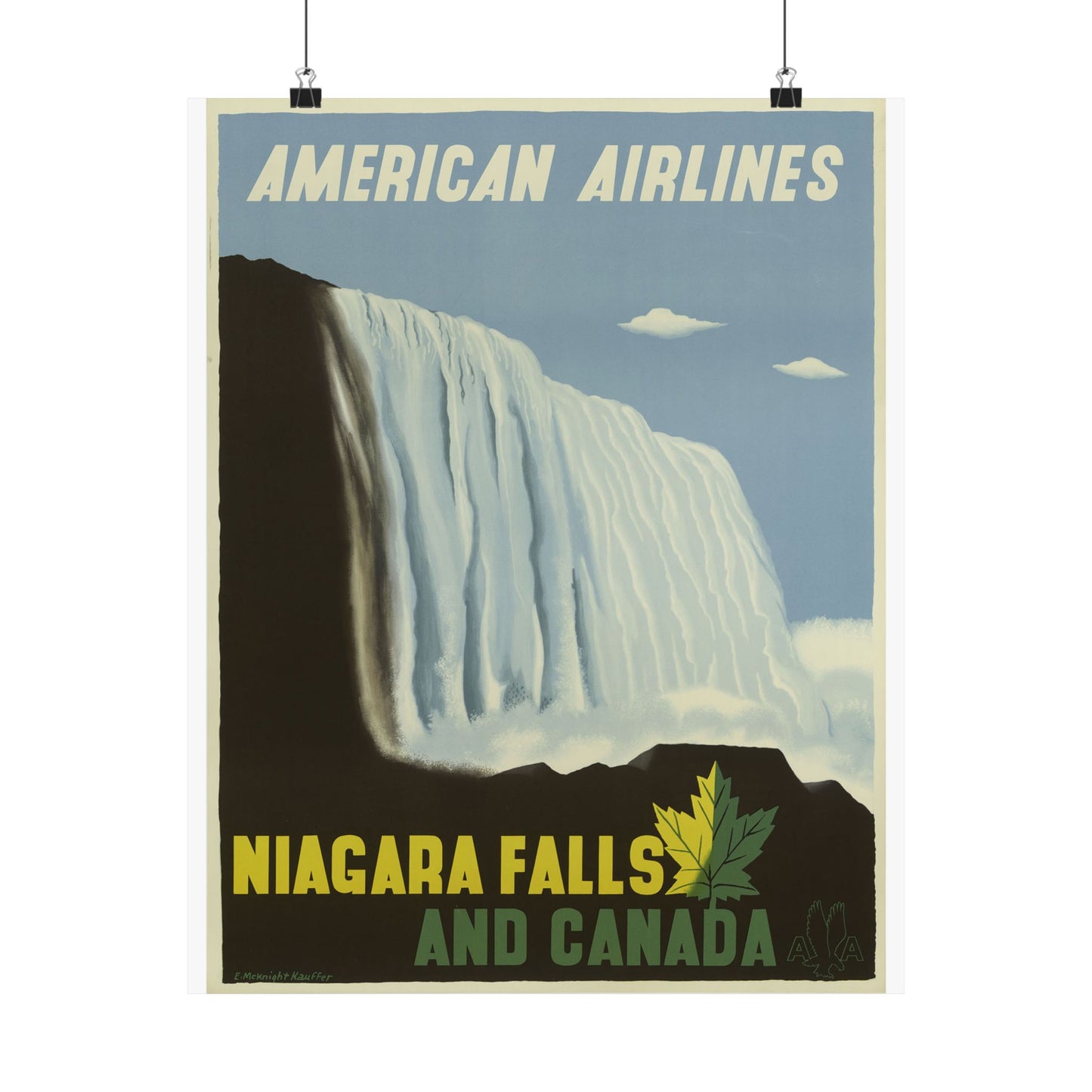 Vintage Niagara Falls Matte Poster - American Airlines Travel Art