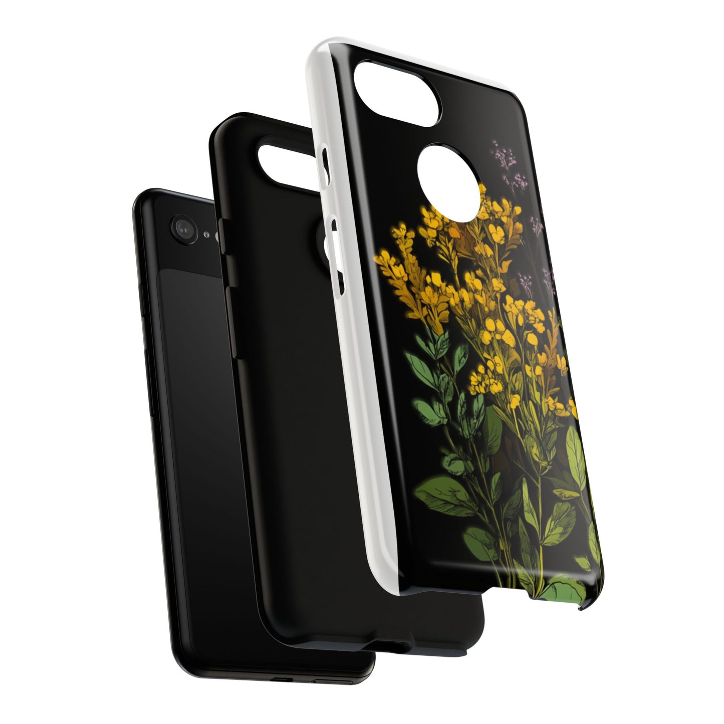 Floral Tough Phone Case - Elegant Yellow Botanical Design