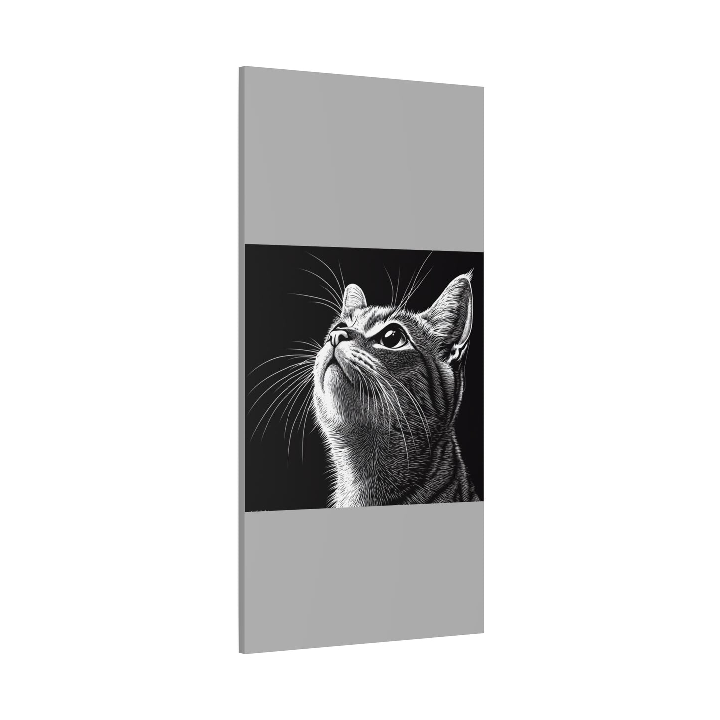 Portrait Cat Canvas Wall Art - Black and White Stretched Print