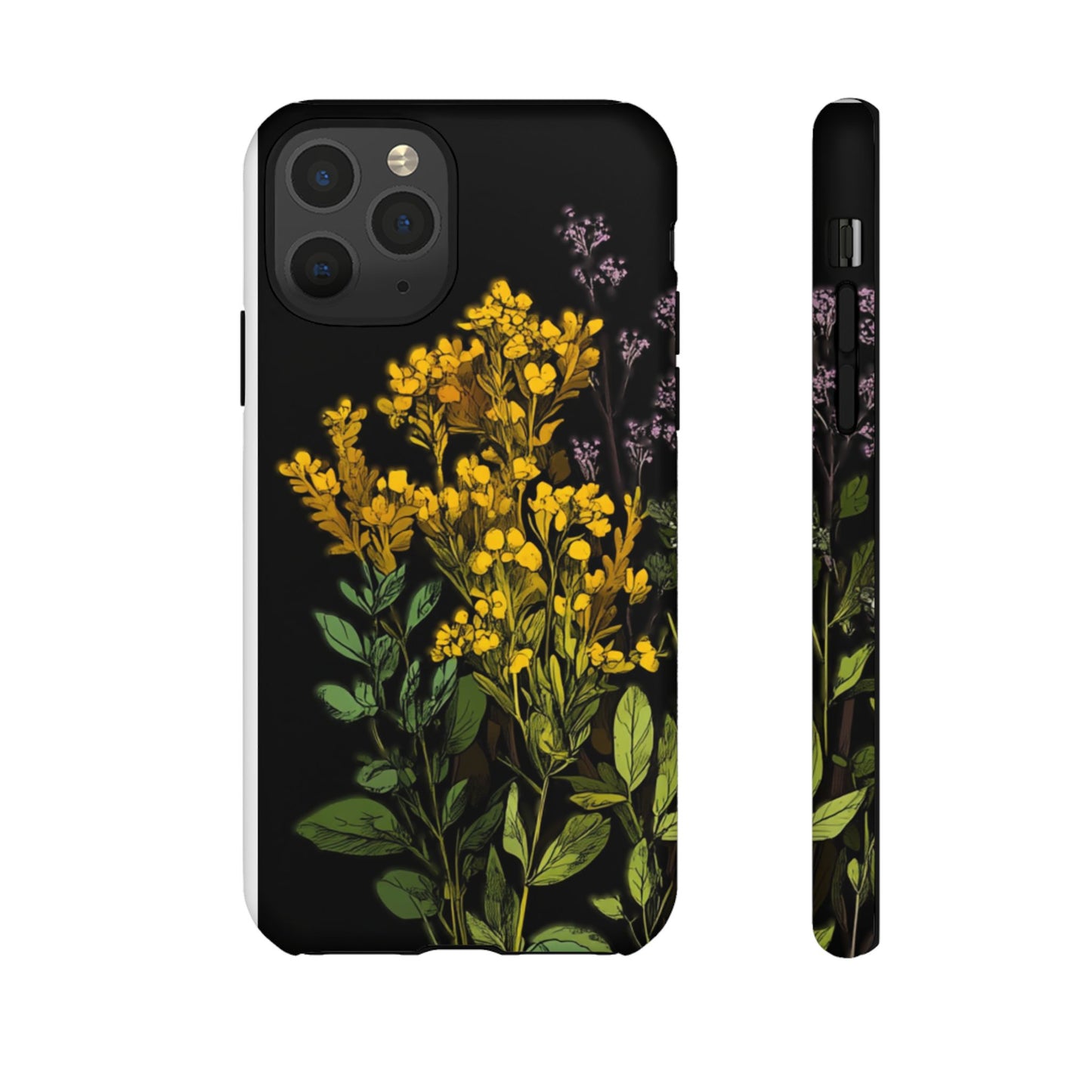Floral Tough Phone Case - Elegant Yellow Botanical Design