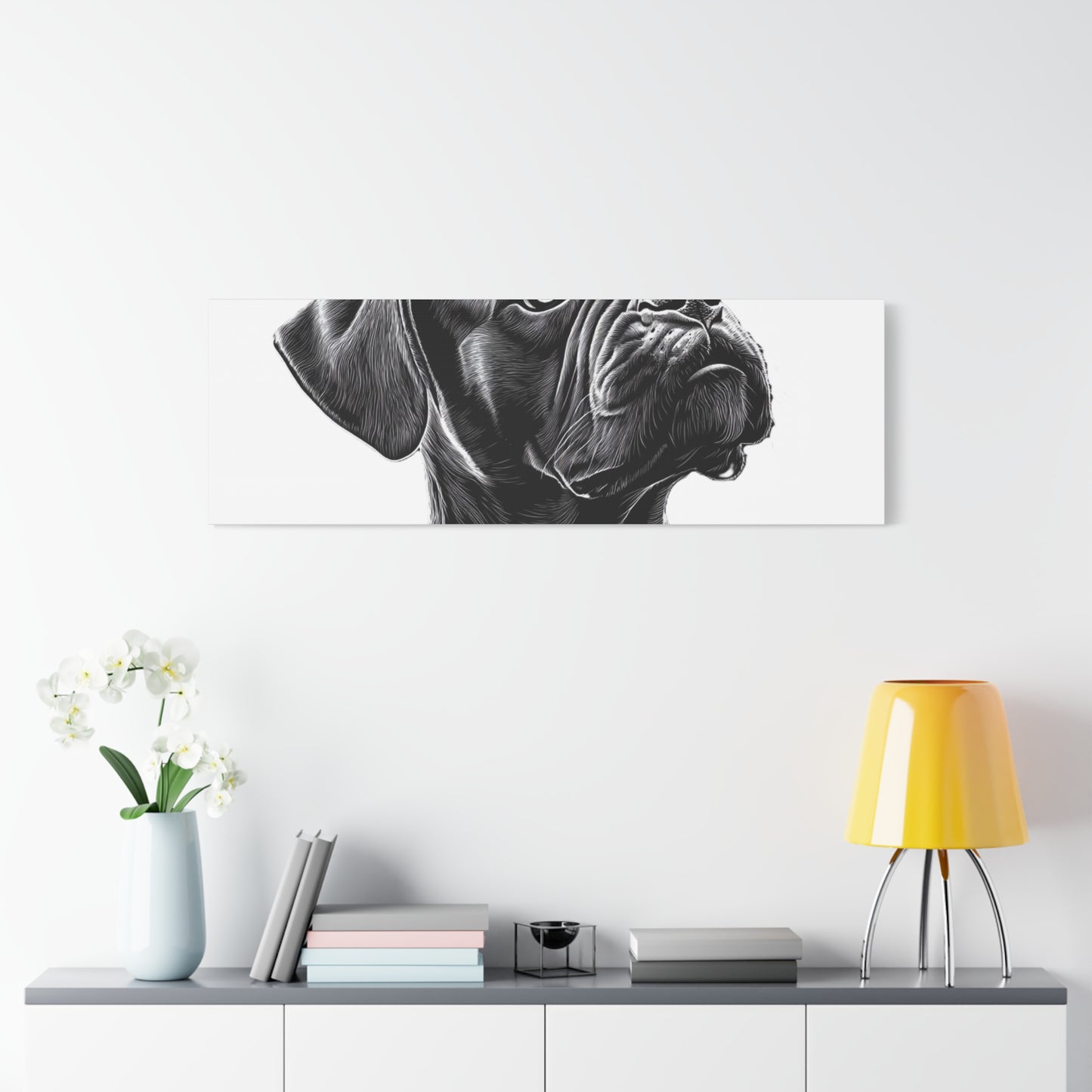 Canvas Wall Art - Black Boxer Dog Portrait - Pet Lover Home Decor