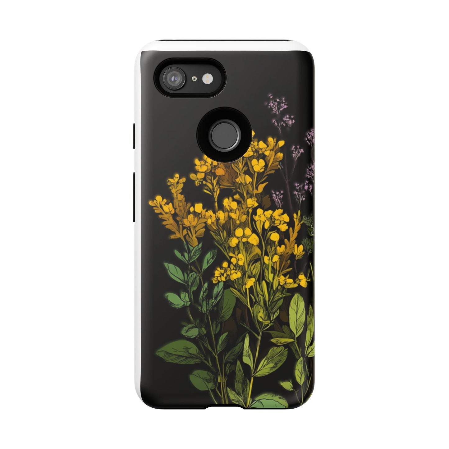 Floral Tough Phone Case - Elegant Yellow Botanical Design