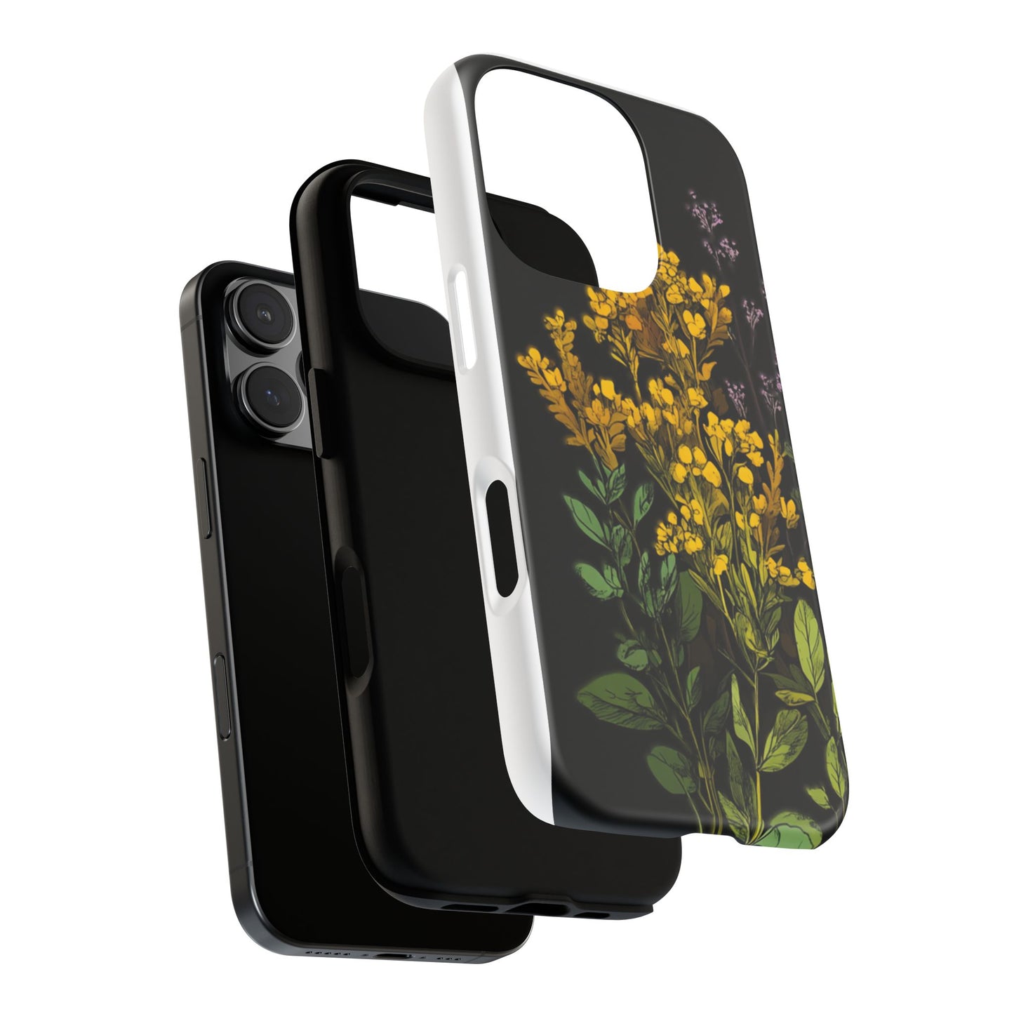 Floral Tough Phone Case - Elegant Yellow Botanical Design