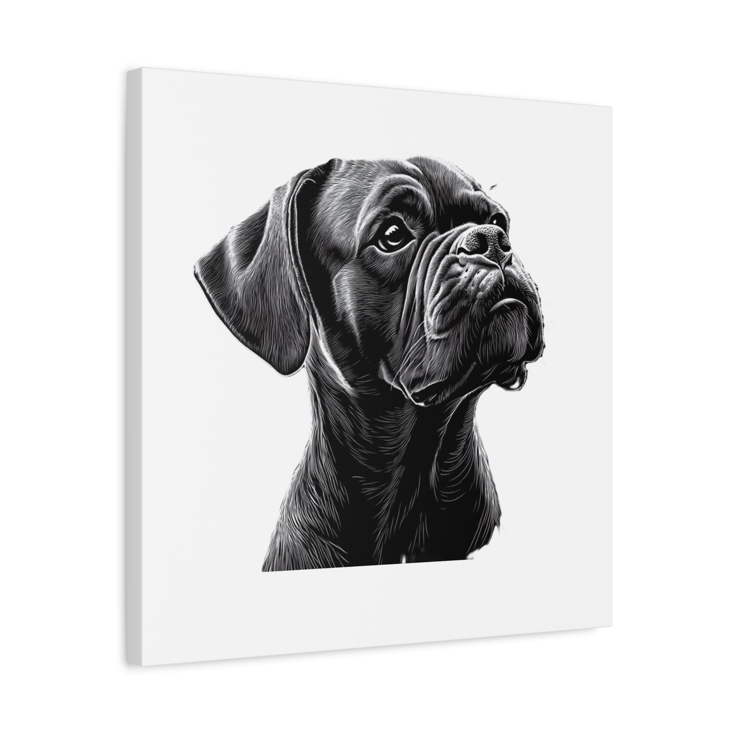 Canvas Wall Art - Black Boxer Dog Portrait - Pet Lover Home Decor