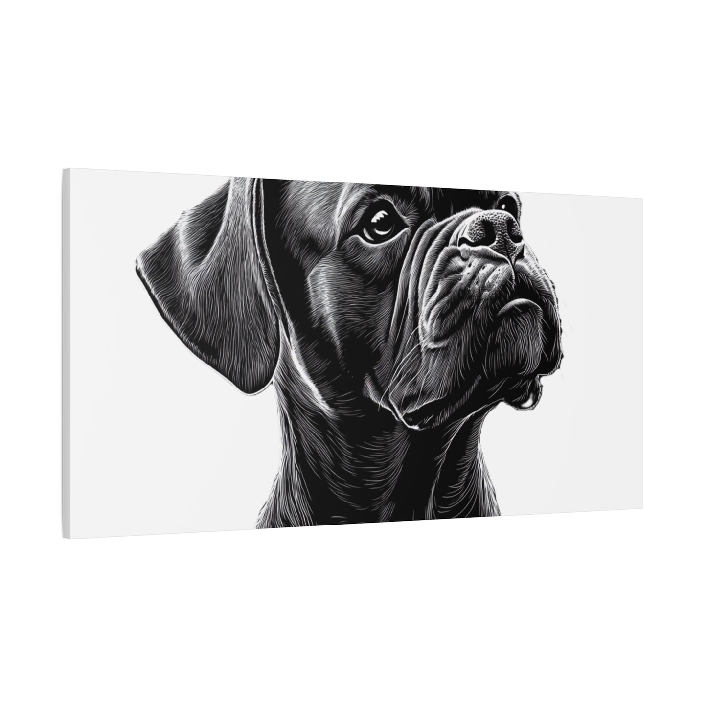 Canvas Wall Art - Black Boxer Dog Portrait - Pet Lover Home Decor