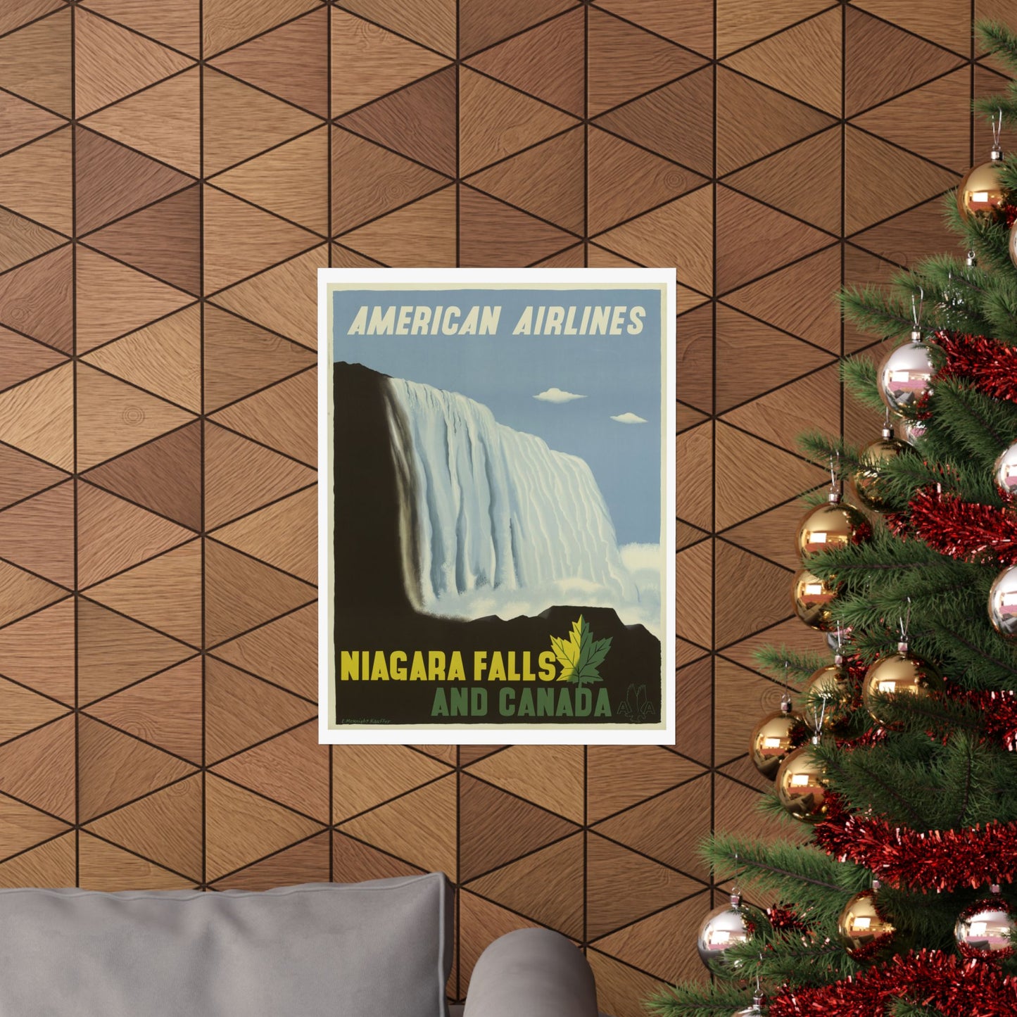 Vintage Niagara Falls Matte Poster - American Airlines Travel Art