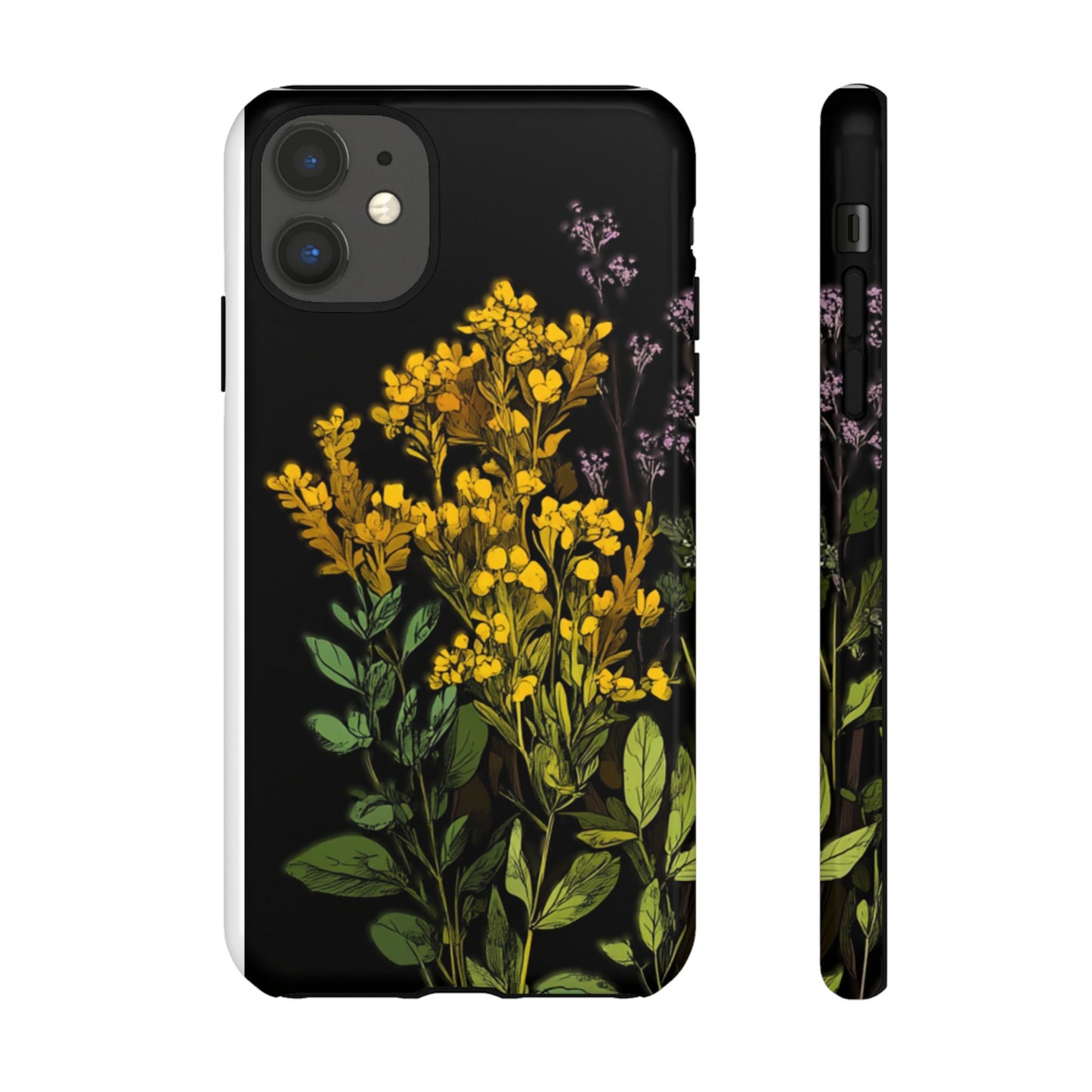 Floral Tough Phone Case - Elegant Yellow Botanical Design