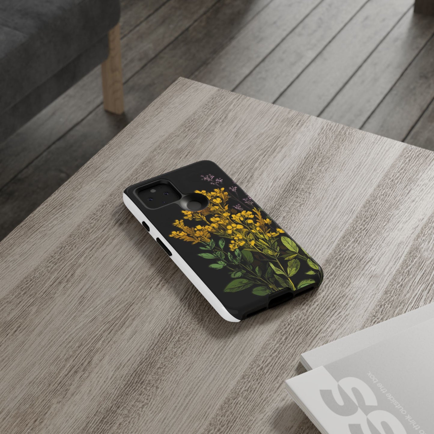 Floral Tough Phone Case - Elegant Yellow Botanical Design
