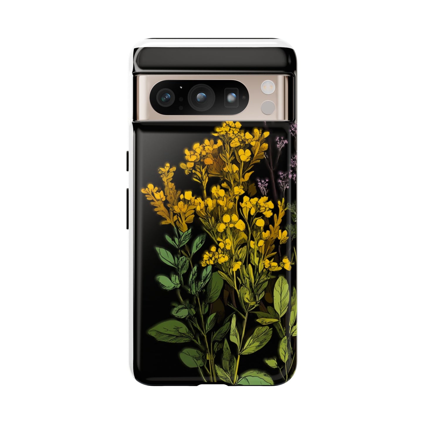 Floral Tough Phone Case - Elegant Yellow Botanical Design