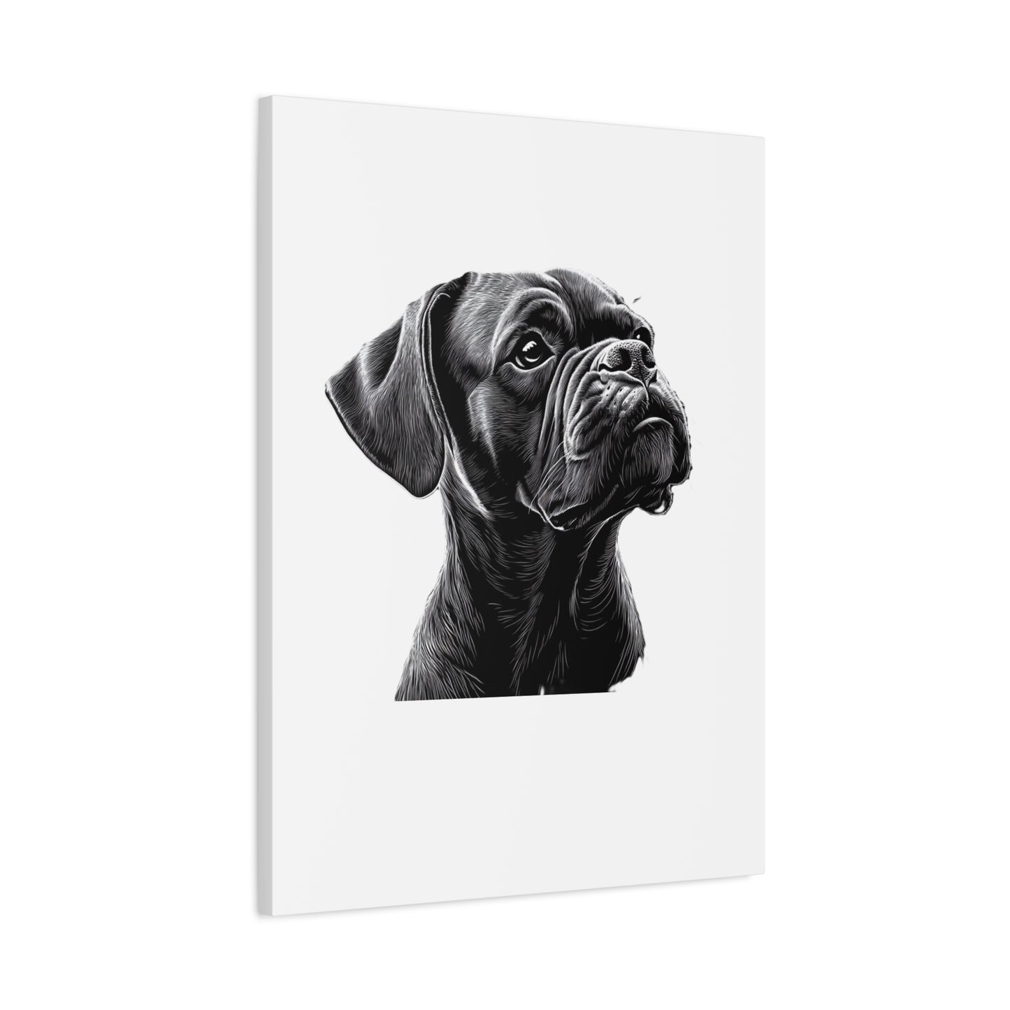Canvas Wall Art - Black Boxer Dog Portrait - Pet Lover Home Decor