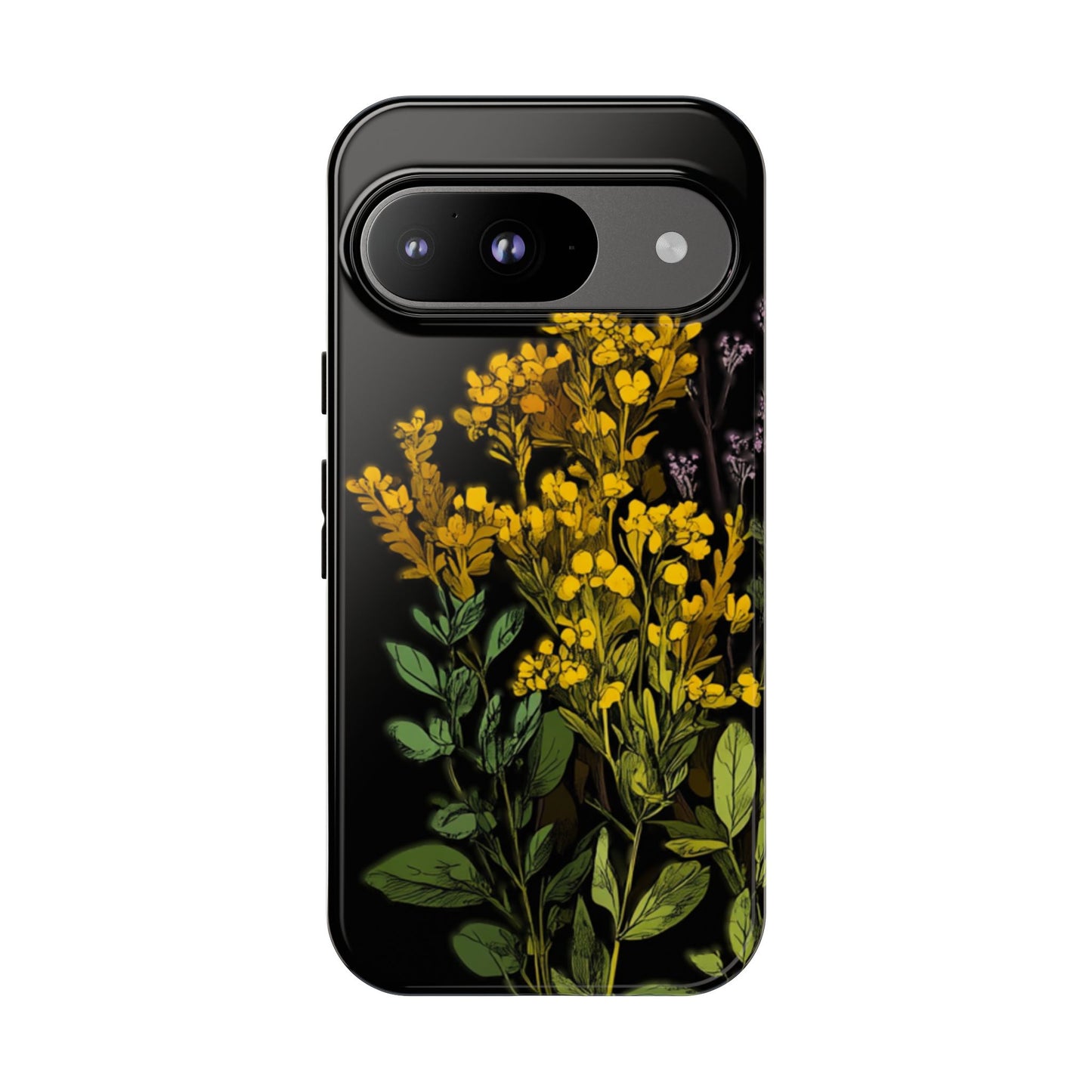 Floral Tough Phone Case - Elegant Yellow Botanical Design