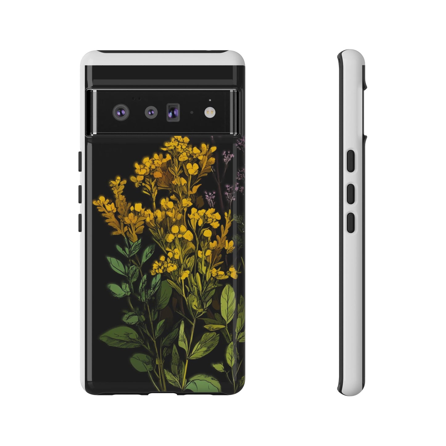 Floral Tough Phone Case - Elegant Yellow Botanical Design
