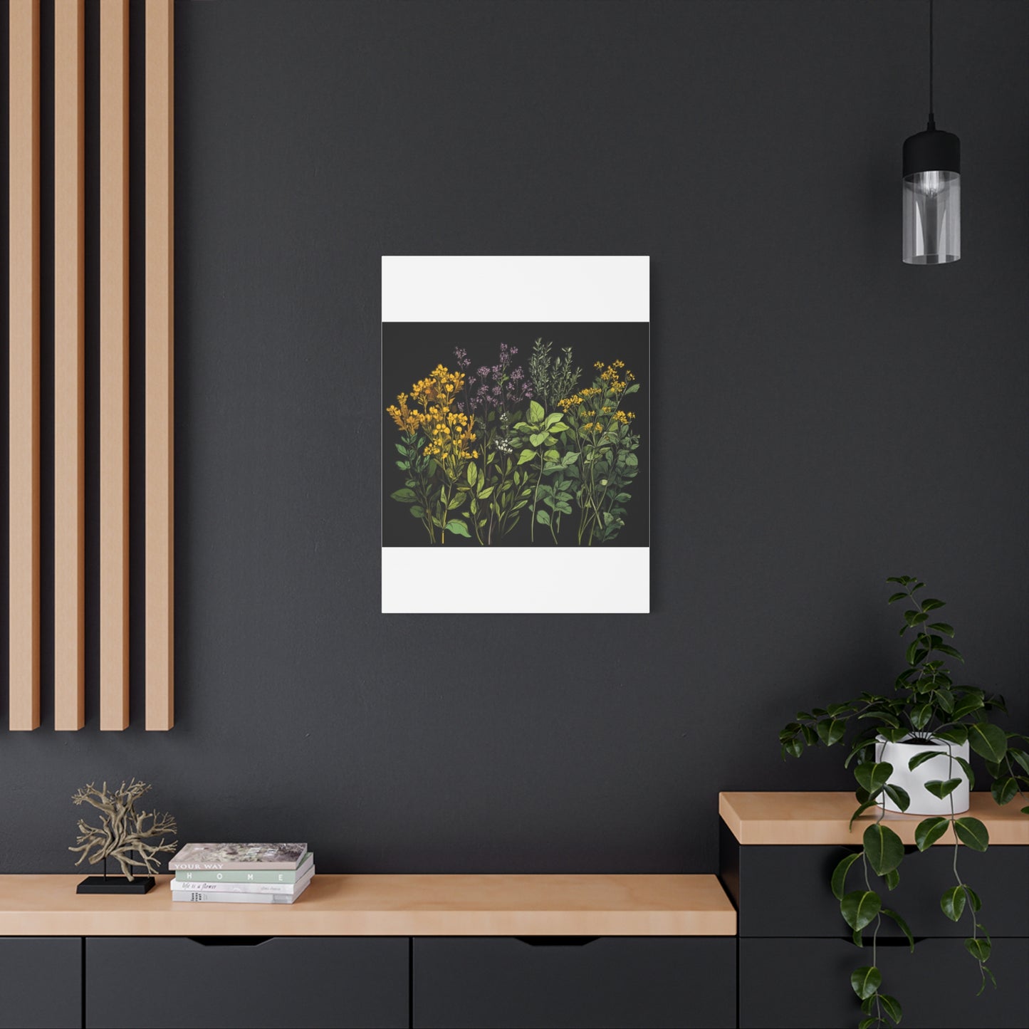 Botanical Wall Art - Matte Canvas Print of Colorful Herbs and Flowers