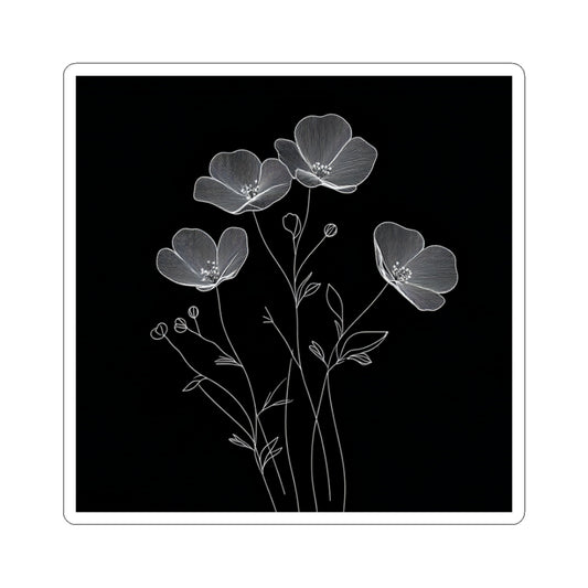 Floral Decor Kiss-Cut Stickers - Black White Floral Decals