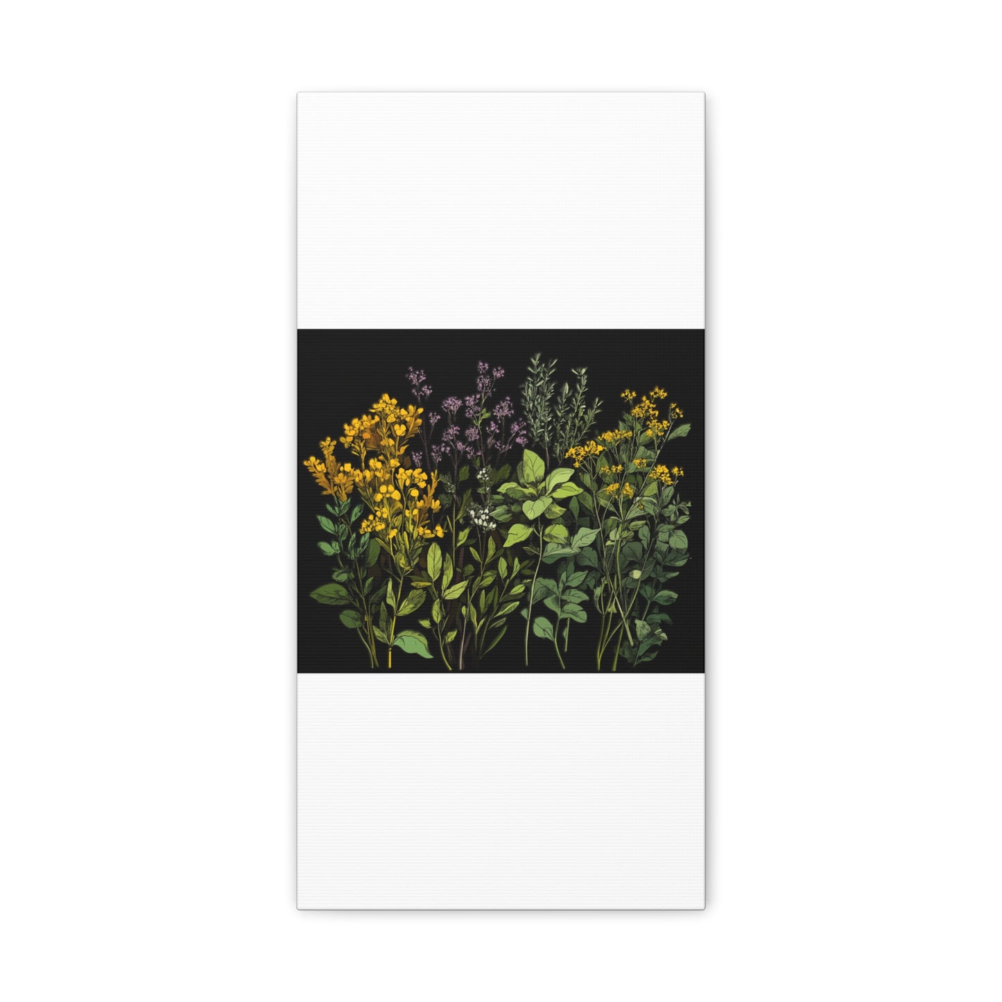 Botanical Wall Art - Matte Canvas Print of Colorful Herbs and Flowers