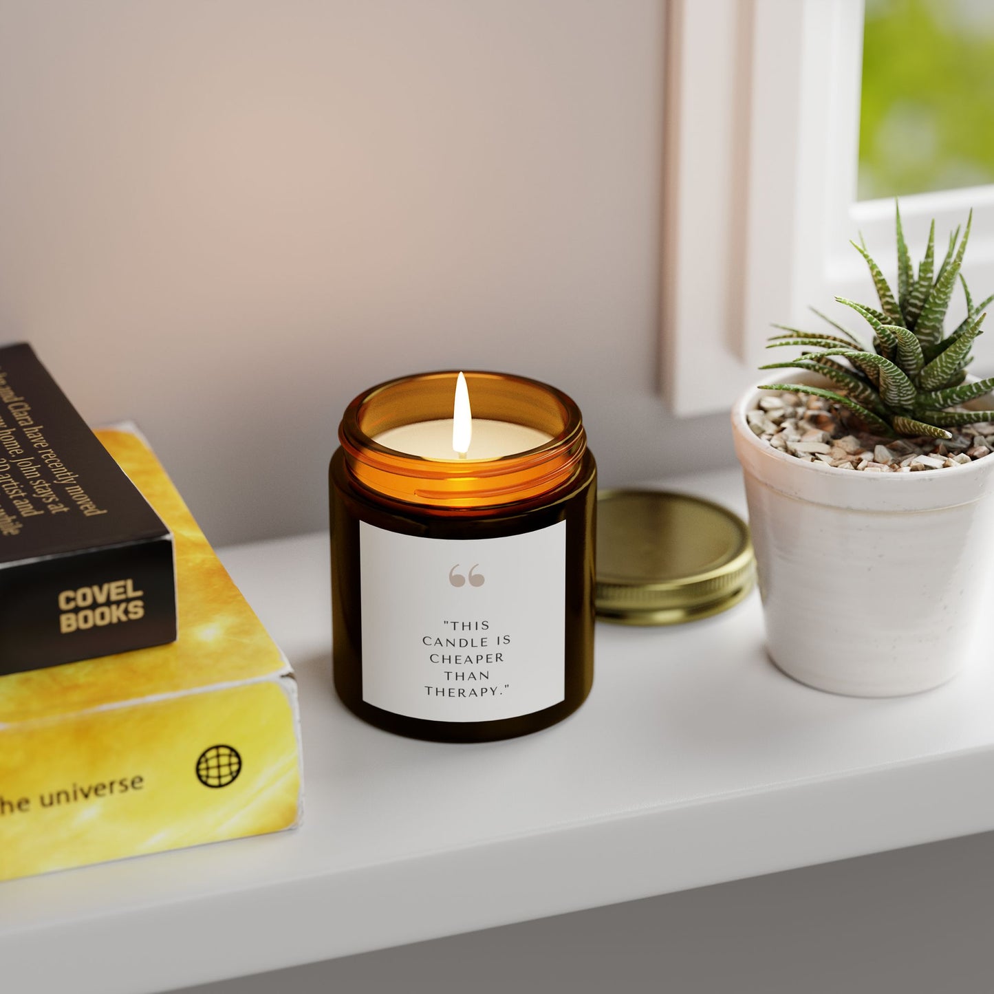 Scented Candle - 'This Candle is Cheaper Than Therapy' - Coconut Apricot Wax