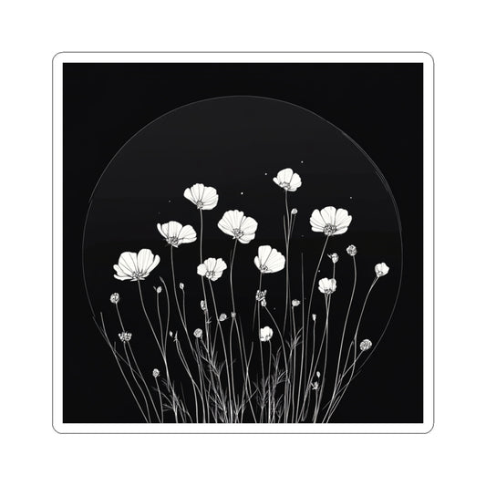 Floral Decor Kiss-Cut Stickers - B&W Flower Laptop Stickers