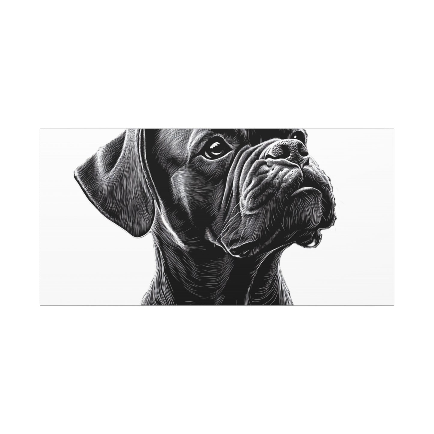Canvas Wall Art - Black Boxer Dog Portrait - Pet Lover Home Decor